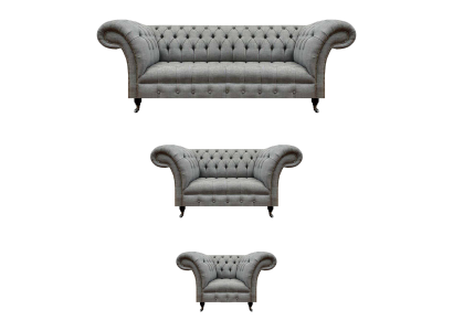 Chesterfield Sofa Set 3-piece Upholstered Furniture Living Room Luxury Seating Arrangement