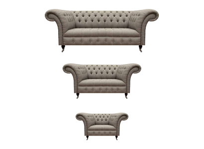 Gray Two-Seater Sofa Set 3-Piece Three-Seater Sofa Designer Armchair Chesterfield