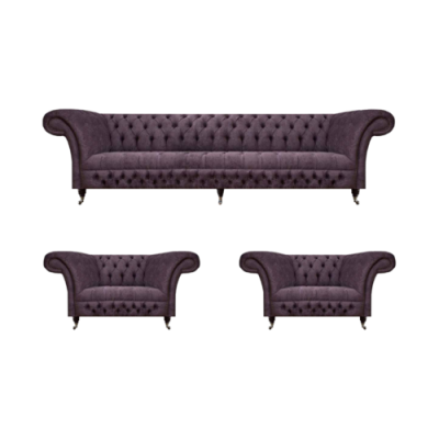 Chesterfield Design Luxury Upholstered Sofa Couch Seating Set Upholstery Fabric Textile