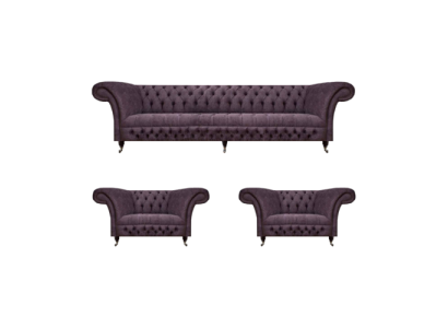 Chesterfield Design Luxury Upholstered Sofa Couch Seating Set Upholstery Fabric Textile