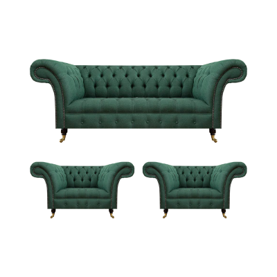 Complete set 3-piece living room 2x armchair with three-seater sofa Chesterfield couch