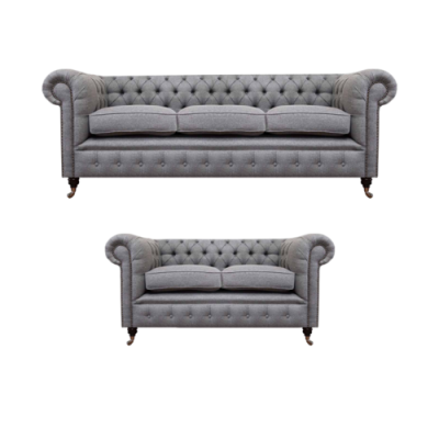 Chesterfield Design Luxury Upholstered Sofa Couch Seat Ensemble Textile Sofa Set