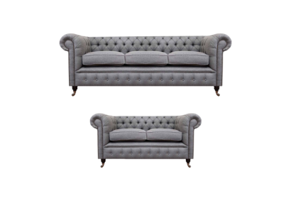 Chesterfield Design Luxury Upholstered Sofa Couch Seat Ensemble Textile Sofa Set