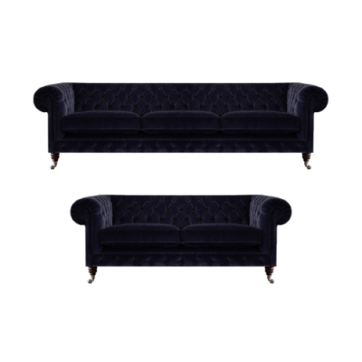 Upholstered furniture three-seater sofa living room decor blue armchair Chesterfield