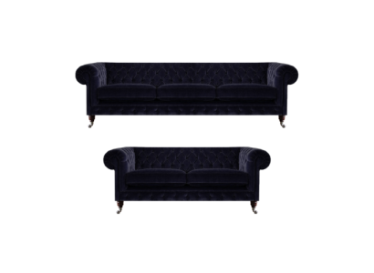 Upholstered furniture three-seater sofa living room decor blue armchair Chesterfield