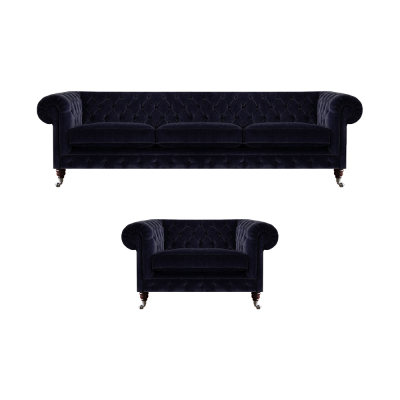 Living room set 2-piece sofa suite three-seater sofa armchair furniture Chesterfield
