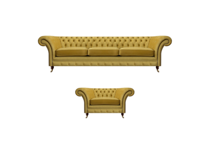 Chesterfield Luxury Set Upholstered Furniture Sofa Three-Seater with Armchair Living Room