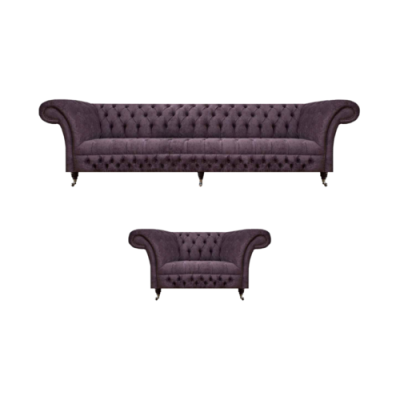 Suit Set 2-piece Design Three-seater Sofa Luxury Armchair Chesterfield Living Room