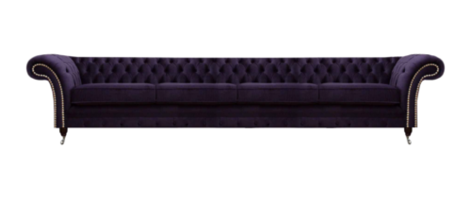 Upholstered Textile Purple Living Room Chesterfield Four-Seater Sofa Couch Upholstered Furniture