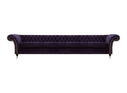 Upholstered Textile Purple Living Room Chesterfield Four-Seater Sofa Couch Upholstered Furniture