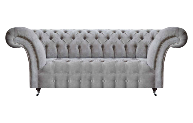 Modern living room three-seater sofa Polsteritz gray Chesterfield couch