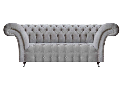 Modern living room three-seater sofa Polsteritz gray Chesterfield couch
