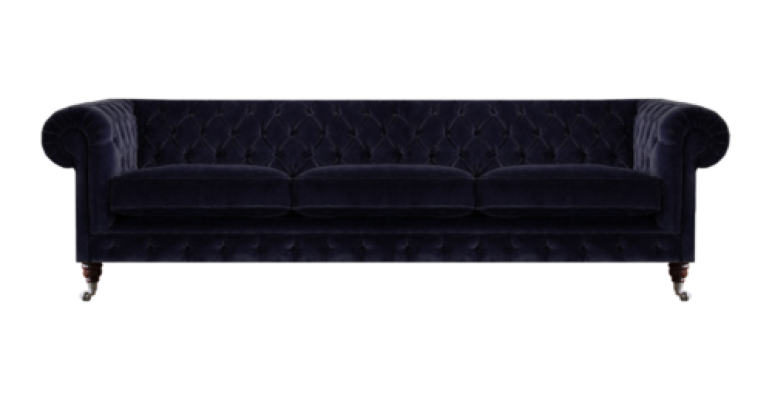 Blue sofa three-seater living room upholstered furniture sofas textile upholstery Chesterfield