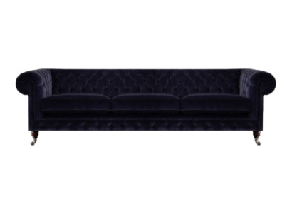 Blue sofa three-seater living room upholstered furniture sofas textile upholstery Chesterfield