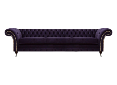 Design Chesterfield Living Room Three-Seater Sofa Couch Purple Upholstered Furniture