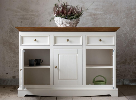 Country House Living-Dining Room Set 8-Piece Suite Table Sideboard Chairs Display Cabinet Furniture