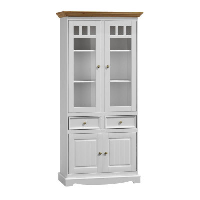 Classic living room furniture white brown wood showcase display cabinet furniture