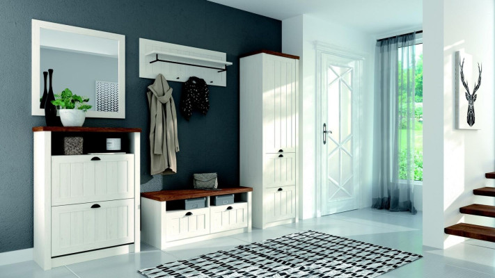 Shoe cabinet 2 compartments white - shoe rack shoe stand shoes hallway shelves country house