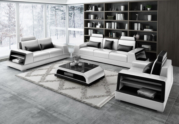 Sofas Couch Upholstery Suite Modern Couches Imitation Leather Decor Sofa Set
