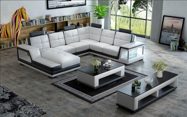 U-shaped living area corner sofa coffee table sideboard design large sofa new
