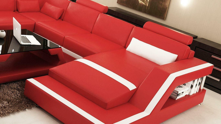 Illuminated living room corner sofa upholstery corner seating set leather couches
