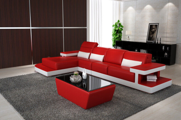 Leather Modern Couch Living Landscape Decor Leather Sofa Sofa Set Sofa L-Shape