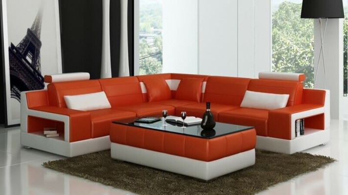 Designer suite sofa couch corner sofa with stool living room landscape upholstery