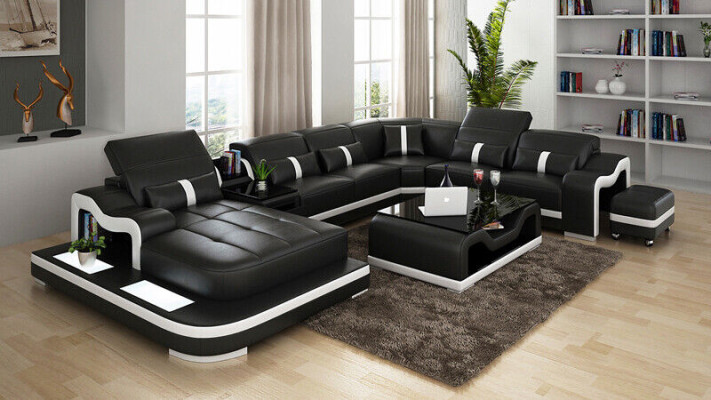 U-shaped sofa couch upholstery set living landscape corner sofa leather