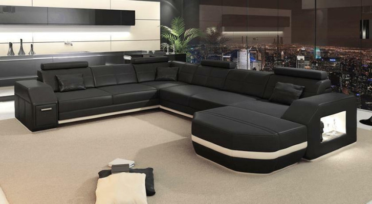 Corner sofa leather sofa big XXL U-shape living landscape sofa couch decoration set