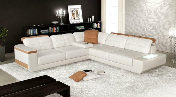 Leather sofa custom-made corner sofa couch upholstery seat ensemble living landscape