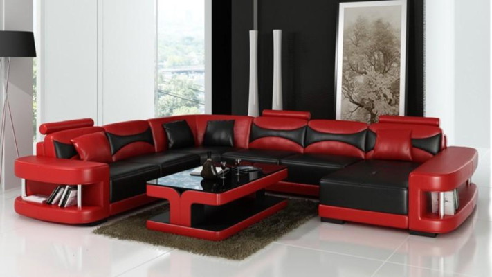 XXL big living landscape U shape corner sofa sofa couch upholstery set leather