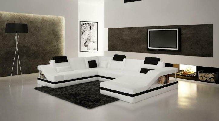 Corner sofa leather sofa upholstered sofa living landscape couch corner suite U-shape