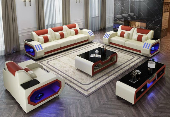 Leather sofa couch suite 3+2 set modern design sofa seating new
