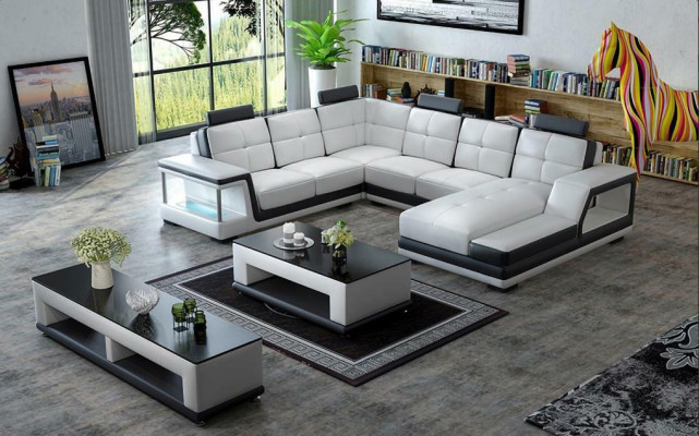 U-shaped sectional sofa upholstered corner sofa living landscape leather sofa modern new