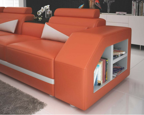 Leather sofa living area corner sofa L-shape with armchair set modern suite