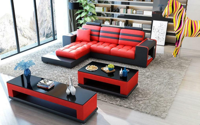 Corner sofa upholstery L shape coffee table sideboard leather sofa living landscape new
