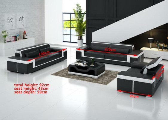 Leather sofa couch living landscape 3+2+1 seat suite design modern sofa