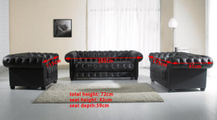 Chesterfield Sofa Set 311 Seater Design Couch Upholstered Sofa Suite Set