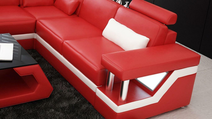 Designer Sofa Couch Corner Sofa Leather Textile Upholstery Set Living Landscape