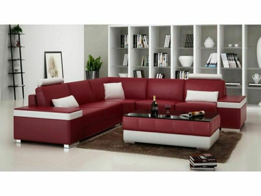 L-shape leather sofa cushion seat couch set corner sofa couch