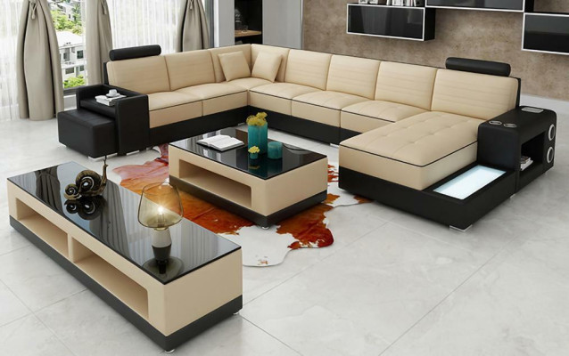 Corner leather corner sofa U-shaped sofa couch design upholstery textile modern textile new