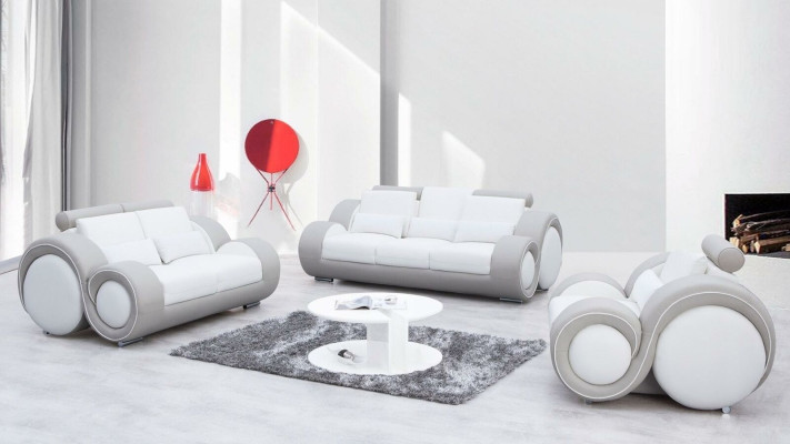 Upholstered Seat Couch 3-Seater Suite Sofa Sofas Couches Leather Three-Seater