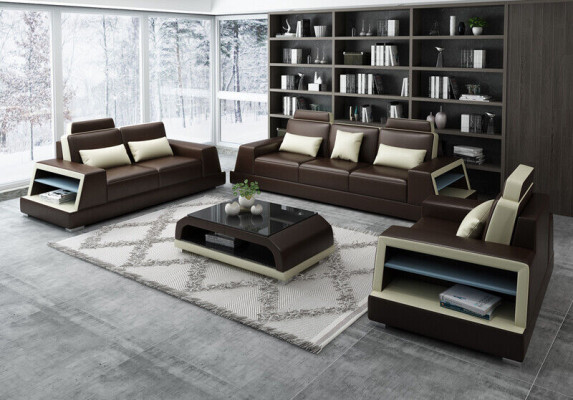 Sofa Couch Upholstery 3-Seater Leather Sofas Couches Seat Sets Three-Seater