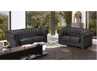 Chesterfield Couches Sofas Upholstery Leather 3-2 Seater Sofa Set Sets