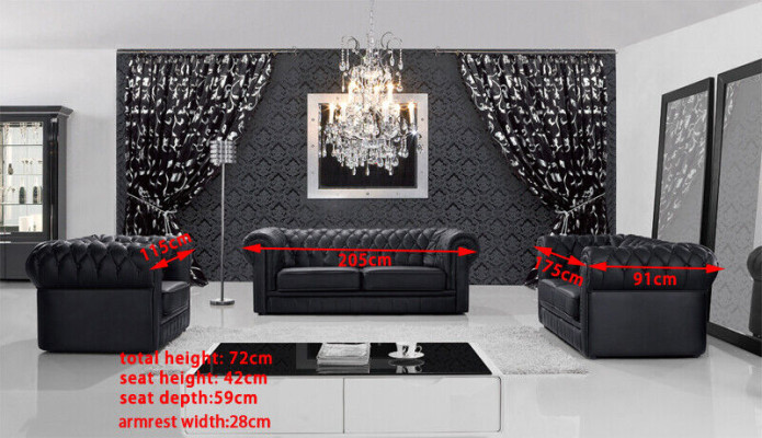 Chesterfield Couches Sofas Upholstery Leather 3-2 Seater Sofa Set Sets