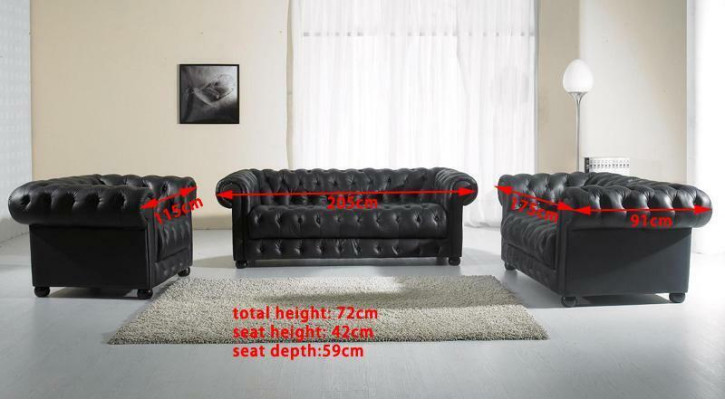Chesterfield Sofa 2 Seater Upholstered Design Couches Sofas Suite NEW