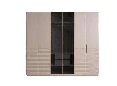 Designer beige glass cabinet modern bedroom wood furniture cabinet