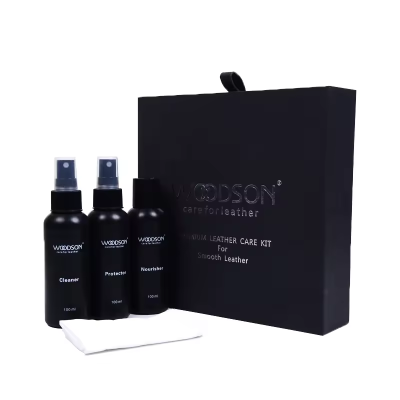 Cleaning and care set for leather materials 3-piece care spray set