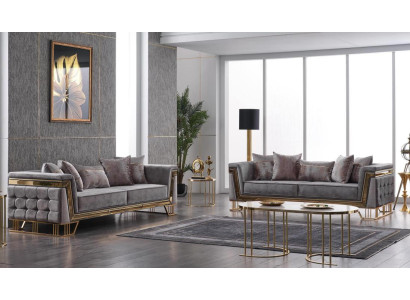 Luxury Sofa Set Designer Suite Three-Seater Textile Furniture Living Group Modern