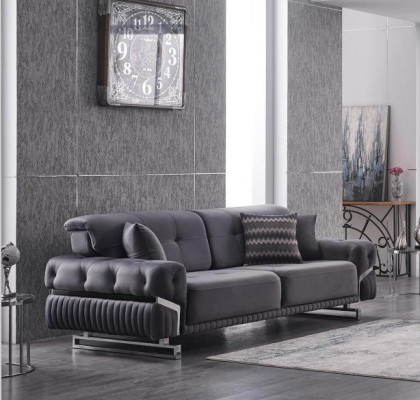 Gray sofa complete living room furniture luxury upholstery suite three-seater